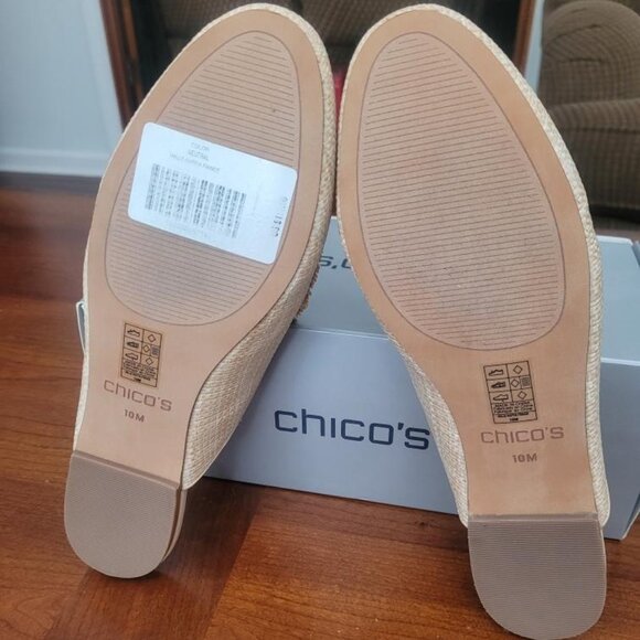 Chico's Halle Raffia Fringe Slide in size 10 Color is Neutral New in Box - Picture 4 of 5